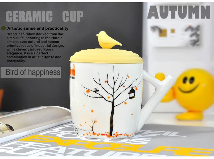CERAMIC CUP WITH BIRD COVER-WF01036