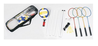 Luojiaqi Outdoor Volleyball Badminton Lawn Game: 11-Piece Outdoor Backyard Party Set with Carrying Case